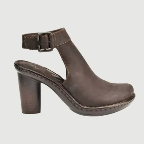 NIB Born Giddy Brown Leather Clog Mule Slingback Heels, Women Size US 8 MW - Picture 5 of 8